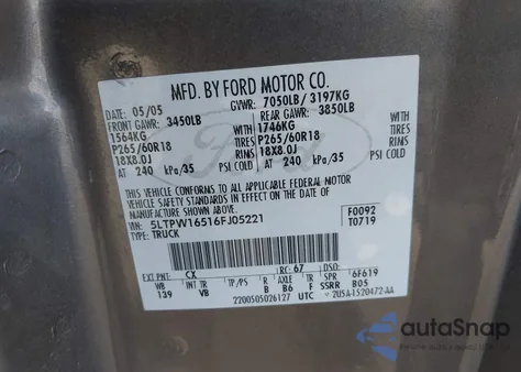 2006 Lincoln Mark Lt z USA, uszkodzony, nr VIN 5LTPW16516FJ05221